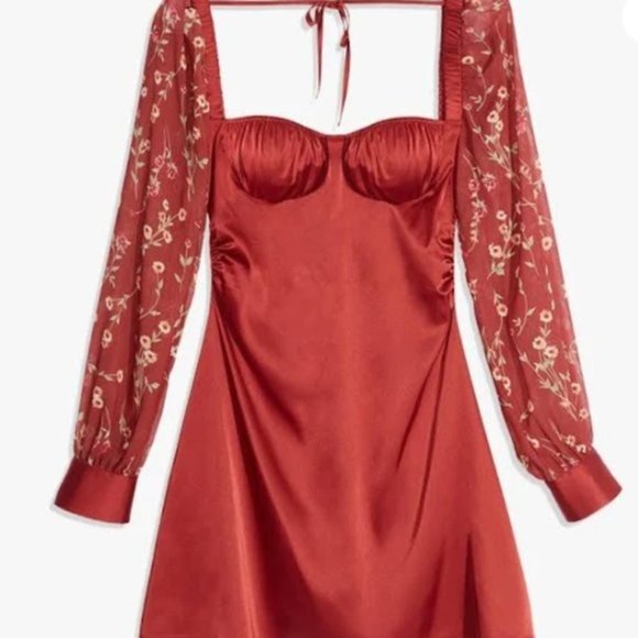 We Wore What Dresses & Skirts - WeWoreWhat Puff Sleeve Mini Dress Red